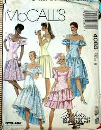 Mccall S 4083 Dropped Waist Dress With Fitted Bodice Skirt Variations Size 8 Mccall Prom Dress Pattern 80s Prom Dress 1980s Prom