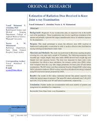 Pdf Estimation Of Radiation Dose Received In Knee Joint X