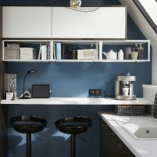 Un Espace De Travail Dans La Cuisine Mobilier Maison Espaces Bureau Cuisine Noire Et Bois