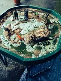 Dinosaur Swamp Sand Fairy Liquid Water And Green Food Colouring Ayelet Landsman Dinosaur Activities Nursery Activities Dinosaur