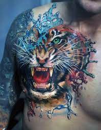 Amazing Tiger 3d Tattoo 3d Tattoo Cool Chest Tattoos Tiger Tattoo