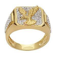 Brilliance Fine Jewelry Brilliance Fine Jewelry Men S Crystal Accent With Landing Eagle Ring In 18k Gold Over Sterling Silver Size 11 Walmart Com In 2021 Mens Jewelry Unique Mens Rings Jewelry