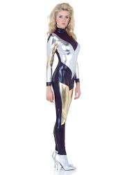 Black And Silver Superhero Suit Black Gold Silver Metallic Bodysuit Sci Fi Costume Metallic Bodysuit Space Costumes