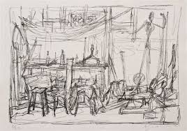 Alberto Giacometti Studio Ii 1954 Lithograph Alberto Giacometti Artwork Arches Paper