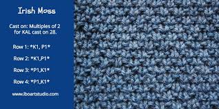 *p1, k5, p1, k1 3 times, repeat from * to last 7 knit purl 53: Irish Moss Stitch Blog The Estate Of Lindsay Obermeyer Art Studio