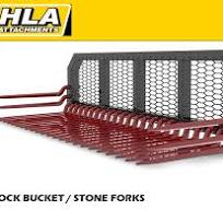 HLA Stone Fork/Rock Bucket (Cranked Kverneland Tine) for Skid Steer