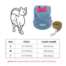 Details About Small Dog Cat Harness Leash Set Kitten Jeans Bowtie Vest Walking Harnesses