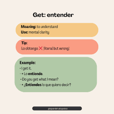 Did you know 'get' can be obtener, llegar, ponerse, entender, and more?  Save it and come back every time 'get' shows up. 👏🏼👩🏽‍🏫 #learnspanish # spanish #aprendeespañol #realspanish #spanishgrammar