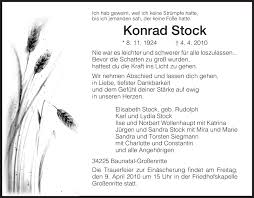 Traueranzeigen von Konrad Stock