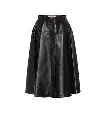 High Rise Leather Midi Skirt