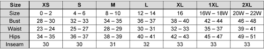 kerrits size charts