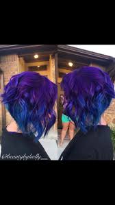 Blue And Purple Ombre Blue Hair Purple Hair Blue Bob Purple Bob Short Haircut Short Hairstyles Hair Color Crazy Hair Color Pastel Pastel Hair Short