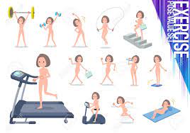 A Set Of Nude Women On Exercise And Sports.There Are Various Actions To  Move The Body Healthy.It's Vector Art So It's Easy To Edit. Royalty Free  SVG, Cliparts, Vectors, and Stock Illustration.