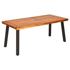 Outdoor umbrella side table black square tables stand patio bistro dining table with umbrella hole. Costway Acacia Wood Outdoor Dining Table Patio Rectangle Table W Umbrella Hole Brown Dining Tables Aliexpress