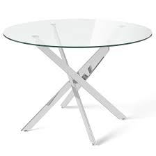 The table will suit any modern home décor with a nice chrome finish. Clara Round Glass Dining Table With Chrome Legs Sale