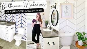 Check out our list of 3 diy bathroom accent wall ideas here! Bathroom Makeover With Diy Herringbone Accent Wall Modern Boho Bathroom Makeover Youtube