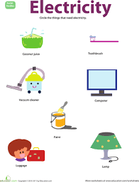 Things That Use Electricity Worksheet Education Com Electricity Lessons Kindergarten Worksheets Energy Kids