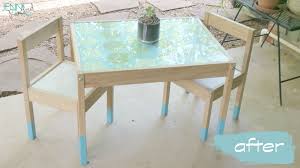 Paint Dipped Children S Table Easy Ikea Hack Jenni Raincloud Ikea Childrens Table Ikea Kids Table Childrens Table