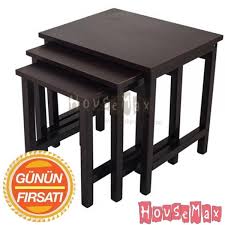 Housemax Ahsap Ayakli Zigon Sehpa Siyah Orta Sehpa Bar Table Coffee Table Table