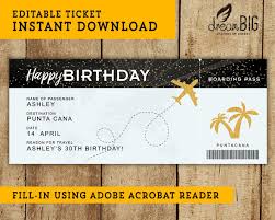 Birthday Fake Plane Ticket Printable Boarding Pass Etsy In 2020 Fake Plane Ticket Plane Tickets Ticket Template