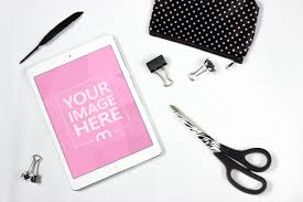 Download White Ipad On Desk Online Mockup Template Mediamodifier