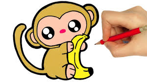 Learn how to draw a monkey in cartoon style. Drawing Monkey Kawaii Easy Step By Step Youtube