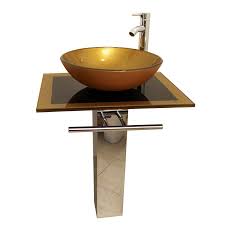 You may found another bathroom vanity vessel sink cheap better design concepts. Kokols Usa Mustard Gold Single Sink Vanity With Mustard Gold Tempered Glass And Glass Top Common 24 In X 18 In In The Bathroom Vanities With Tops Department At Lowes Com