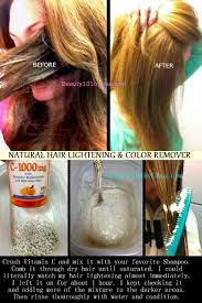 Hair coloring in itself is a harsh process to the hair strains and once you have it on you removing hair dye at home. Diy At Home Natural Hair Lightening Color Removal Lighten Hair Naturally How To Lighten Hair Lightening Dark Hair