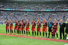 Qpr S Play Off Final Starting Xi Stand In Front Of 40 000 R S Fans At Wembley Qpr Queens Park Rangers Wembley