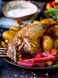Just follow the simple step by step instructions and you will be roasting duck perfectly in no time. Duck Confit With Roasted Rhubarb Nicky S Kitchen Sanctuary