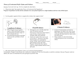 Continental Drift Notes Answer Key