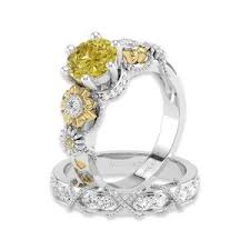 Engagement ring sunflower wedding ring. Sunflower Ring Bridal Sets You Are My Sunshine Daisy Inspired Vancaro