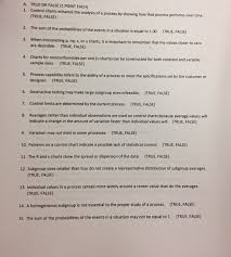 Solved A True Or False 1 Point Each 1 Control Charts