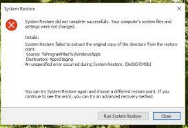 System Restore Fails With Error Code 0x8007045b Microsoft Community