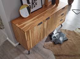 Kommode modern überzeugt mit bester qualität und 100% massivholz >> zudem erzeugt der schrank fantastisches look aus holz zuhause. Wohnling Sideboard 145x75x45 Cm Akazie Massivholz Anrichte Modern Flurschrank Kommode Mit 3 Schubladen 2
