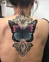 Butterfly Mandala Back Piece Tattoo Cover Up By Jessica Bank At The Ink Rooms Back Piece Tattoo Pieces Tattoo Butterfly Back Tattoo