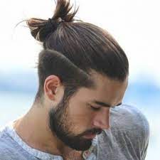Long Hair On Top With Short Sides Man Bun Top Knot Male Ponytail Short Taper Fade Full Beard Frisuren Lange Haare Manner Lange Haare Manner Frisuren