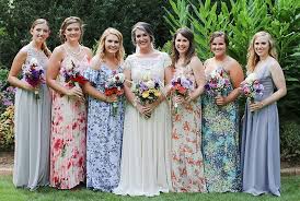 Dinner Party Wedding And Reception Floral Bridesmaid Dresses Bridesmaid Dresses Floral Print Printed Bridesmaid Dresses