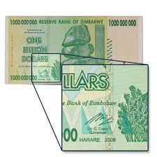 Image result for zimbabwe billion dollar note