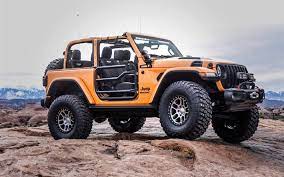 Download Wallpapers Jeep Wrangler 2018 Nacho Concept Orange Suv American Cars Exterior Orange New Wrangler Jeep Besthqwallpapers Com Dream Cars Jeep Orange Jeep Orange Jeep Wrangler