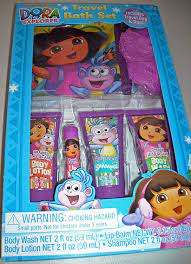 Has been added to your cart. Dora The Explorer 6 Pcs Travel Bath Set Includes Body Wash Body Lotion Shampoo Lip Balm Pouf And Travel Bag Star Dora The Explorer Dora Travel Skincare