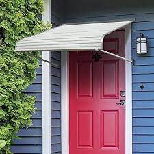 Nuimage Awnings 48425 Series 2500 Aluminum Door Canopy With Support Arms White In 2021 Door Awnings Aluminium Doors Aluminum Awnings