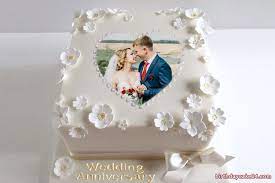 Happy wedding anniversary cake with photo edit. Wedding Anniversary Cake With Photo Frame Edit