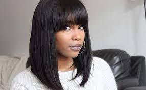 To complement skin tone in a gorgeous way, color your hair a medium blonde. Black Bob With Curtain Bangs Novocom Top