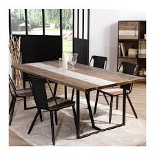 Table en bois massif et acier en 1m60 avec 2 allonges de 50 cm. Table A Manger Design Bois Bicolore Et Metal Noir Leon