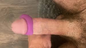 HUGE COCK HEAD from COCK RING vibrator big erection cum precum edging