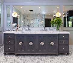 Jeff Lewis Design Fantastic Custom Double Sink Vanity Painted In Dark Gray Concave C Jeff Lewis Design Custom Bathroom Cabinets Contemporary Bathroom Designs