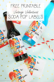 Katrina also shows how she used some of the images to creat greeting cards. Free Printable Vintage Valentine Pop Bottle Labels The Happy Housie