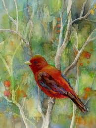 Bird Sitting On Branch Painting Forest Serenity Hailey E Herrera Tree Painting Picture Tree Painting