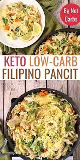 Lo Mein Is An Asian Stir Fry Of Meat And Vegetables With Noodles Mixed In This Low Carb Filipino Pancit Recip Pancit Recipe Recipes Healthy Low Carb Recipes